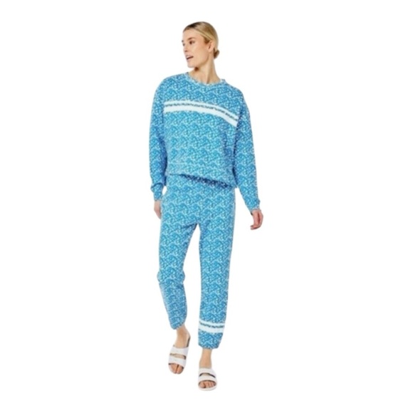 Addison Bay Sweatpants Blue White Floral XL - Picture 12 of 12